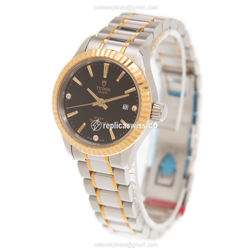 Tudor Style Replica Watch - Automatic - Gold/Steel - Black - View 3