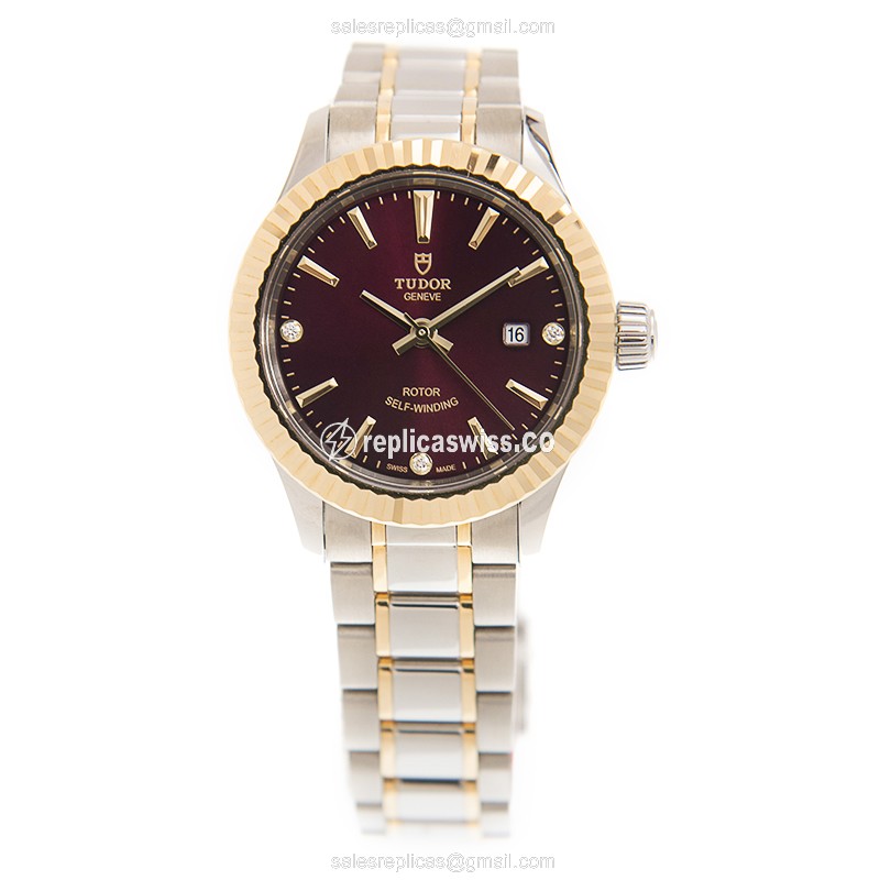 Tudor 12113-65013-369DI-PUR - Automatic 18kt Gold & Steel - Purple Dial - Gold Strap - View 2