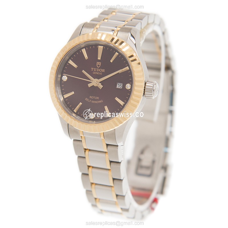 Tudor 12113-65013-369DI-PUR - Automatic 18kt Gold & Steel - Purple Dial - Gold Strap - View 3