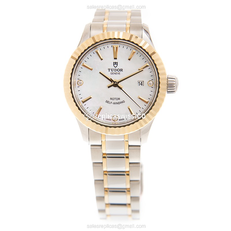 Tudor 12113-65013-369DI-NCWT Replica - Automatic - White Dial - Gold & Steel Case - 18kt Strap - View 2