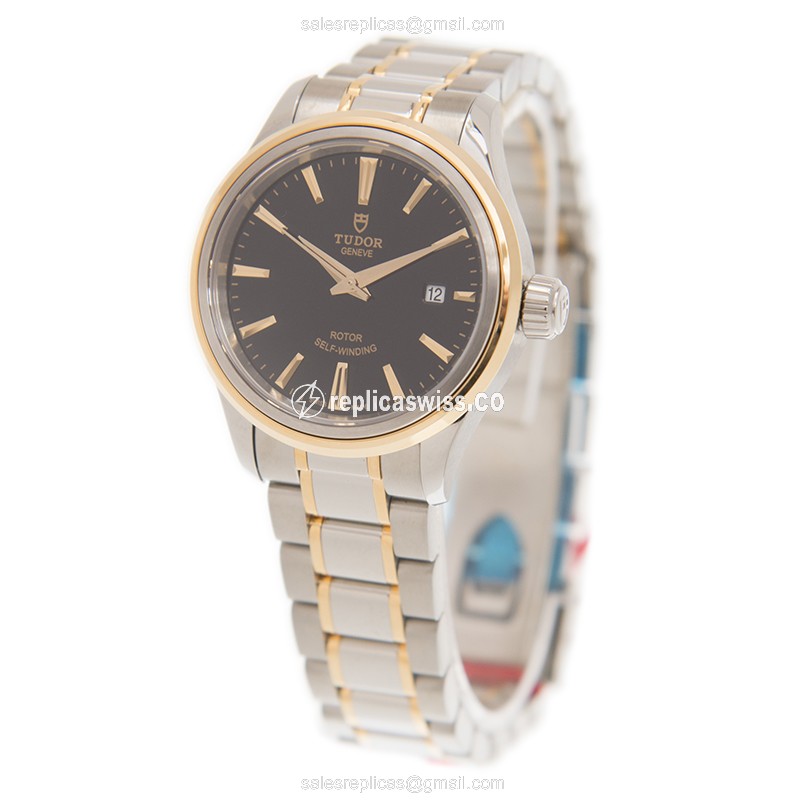 Tudor 12103-65013-BK Automatic 18kt Gold & Steel - Black Dial - Gold Clasp - View 3