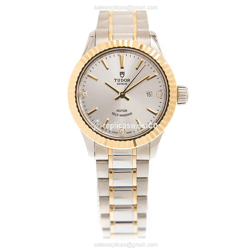 Tudor 12113-65013-369DI-SV Replica - Automatic - 18kt Gold & Steel - Silver Dial - Gold Clasp - View 2