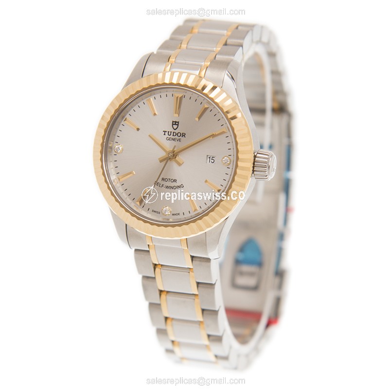 Tudor 12113-65013-369DI-SV Replica - Automatic - 18kt Gold & Steel - Silver Dial - Gold Clasp - View 3