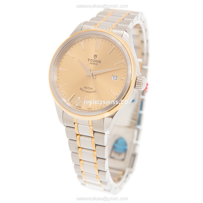 Automatic Tudor 12503-65053-CH - 18kt Gold & Steel - Gold Dial - Gold Clasp - View 3