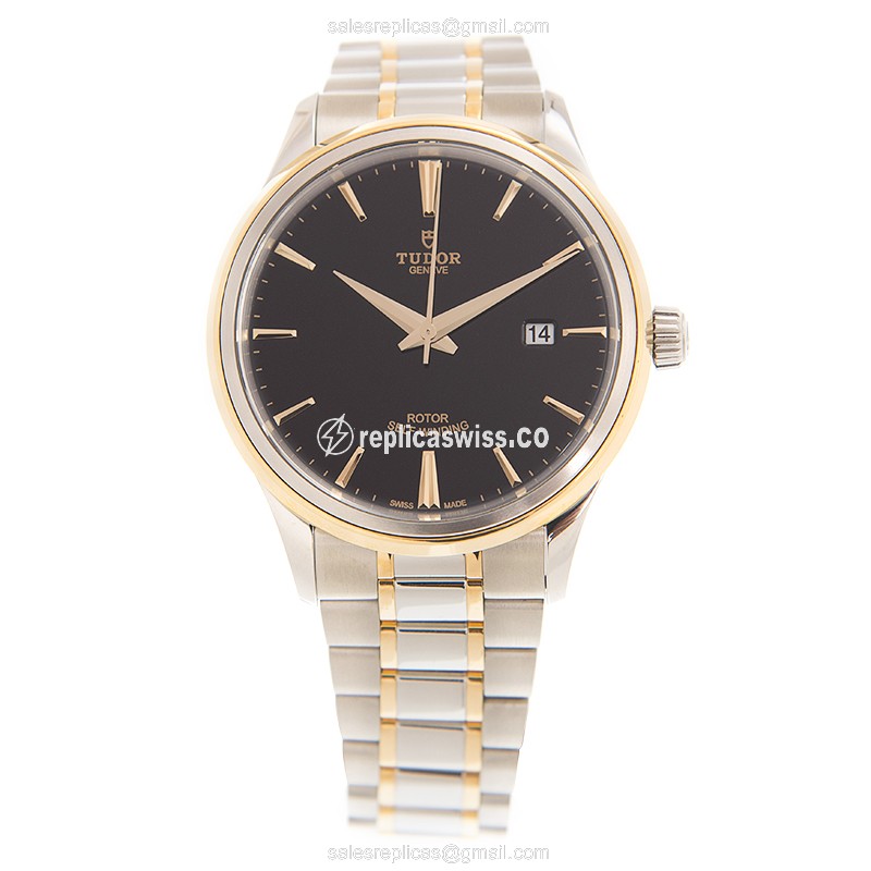 Tudor 12703-65073-BK Replica - Automatic - 18kt Gold & Steel - Black Dial - View 2