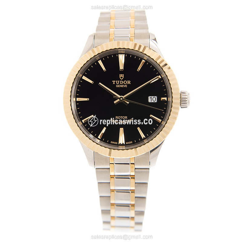 Tudor 12513-65053-BK Automatic - 18kt Gold & Steel Case - Black Dial - View 2