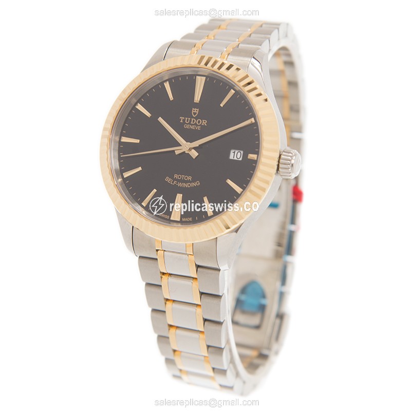 Tudor 12513-65053-BK Automatic - 18kt Gold & Steel Case - Black Dial - View 3
