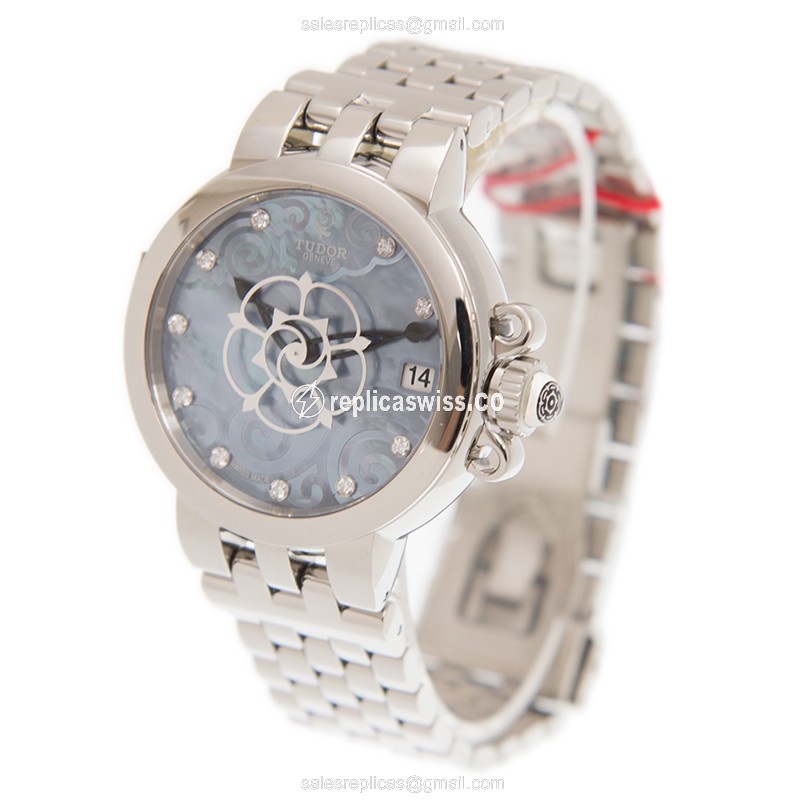 Automatic Tudor Replica - Clair De Rose - Blue Dial - Stainless Steel Case - Silver Band - View 3