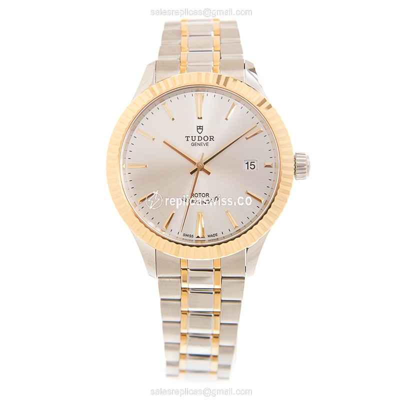 Tudor 12513-65063-SV Replica - Automatic - Silver Dial - 18kt Gold & Steel Strap - View 2