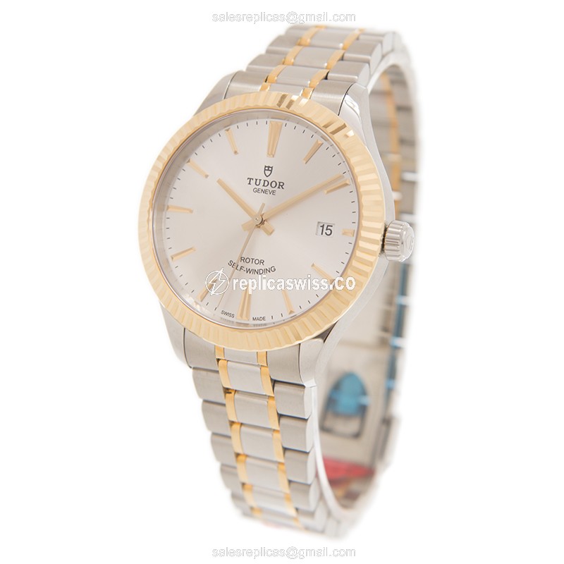 Tudor 12513-65063-SV Replica - Automatic - Silver Dial - 18kt Gold & Steel Strap - View 3