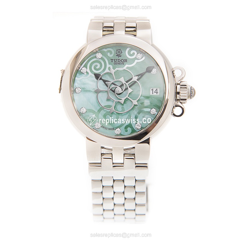 Tudor Clair De Rose Replica - Automatic - Green Dial - Steel Case & Band - View 2