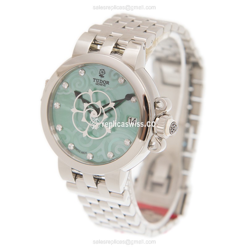 Tudor Clair De Rose Replica - Automatic - Green Dial - Steel Case & Band - View 3