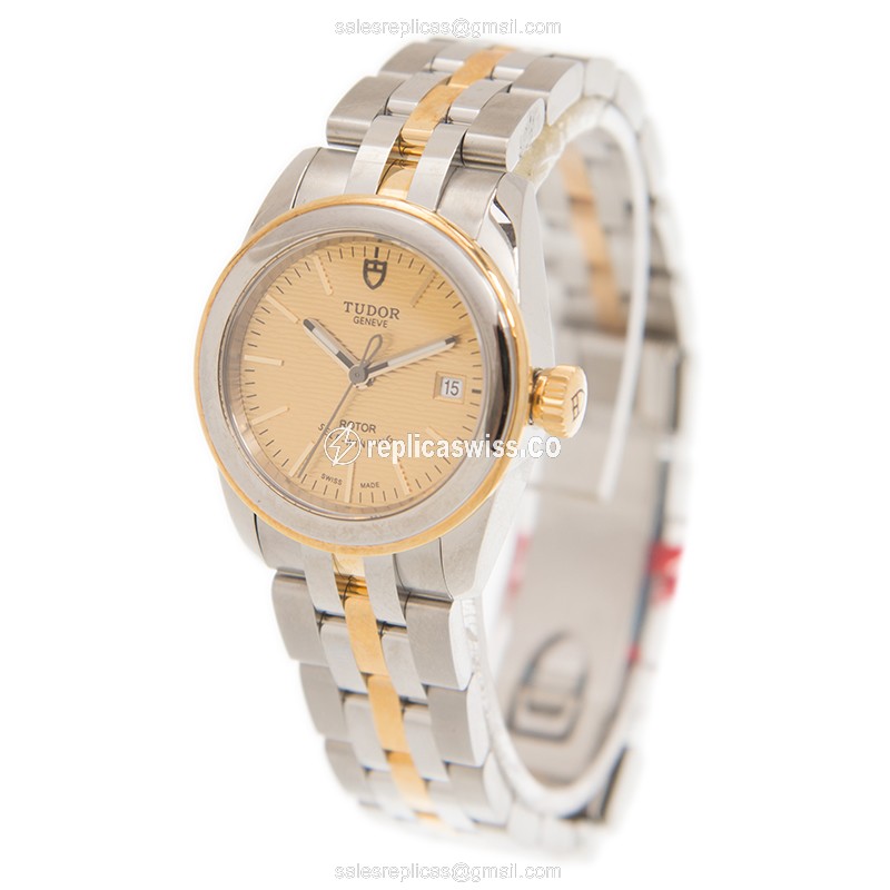 Replica Watch Tudor Glamour Date - Automatic - Gold Dial - View 3