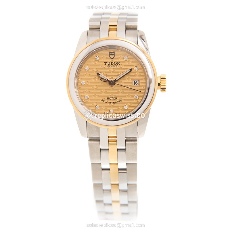 Tudor Glamour Date Replica - Automatic - Steel - Gold Dial - View 2