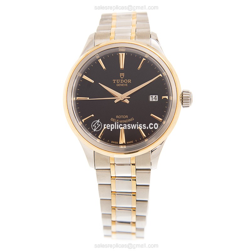 Tudor 12503-65053-BK Replica - Automatic - 18kt Gold & Steel - Black Dial - View 2