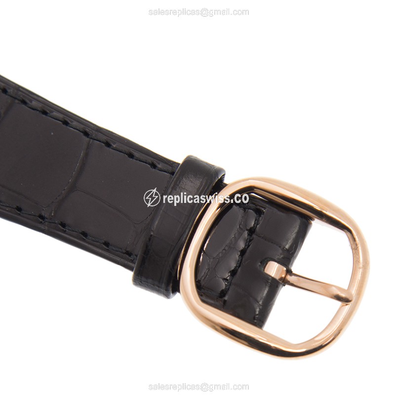 Patek Philippe 5738R-001 Replica - Automatic - 18kt Rose Gold - Black Dial, Alligator Strap - View 4