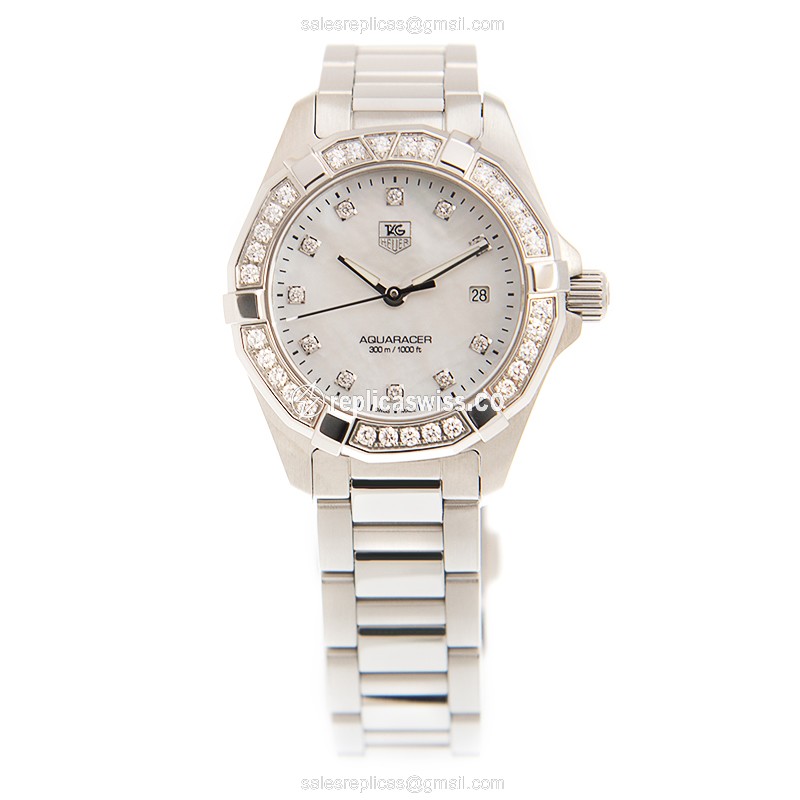 Tag Heuer AQUARACER Replica - Quartz - Stainless Steel - White Dial - Silver Strap - View 2