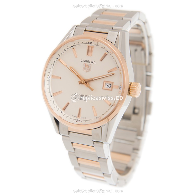 Tag Heuer Carrera Replica - Automatic - 18kt Rose Gold & Steel - Gold Clasp - Gold Strap - View 3