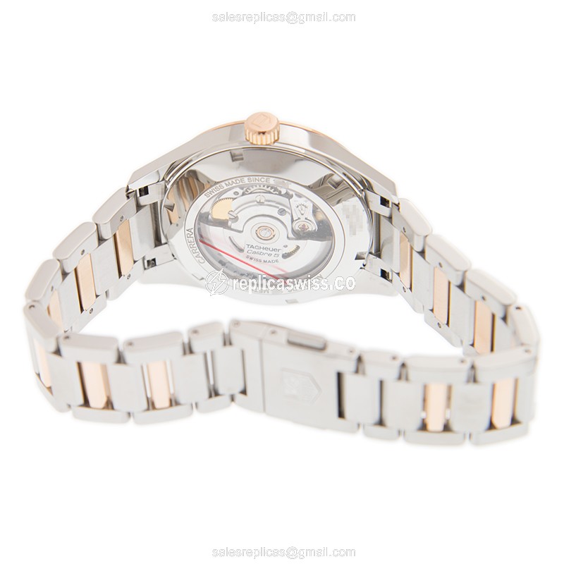 Tag Heuer Carrera Replica - Automatic - 18kt Rose Gold & Steel - Gold Clasp - Gold Strap - View 4