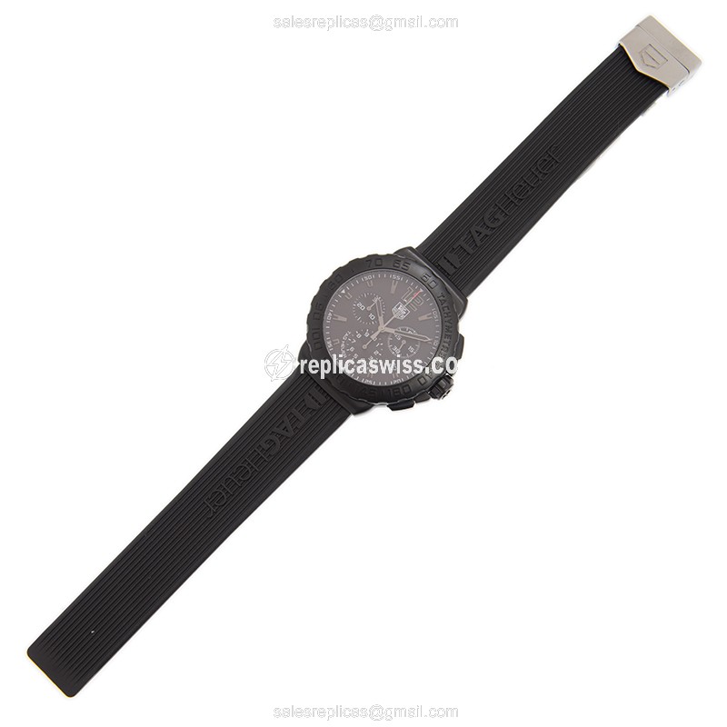 Tag Heuer F1 Quartz Steel Black Dial Black Rubber Buckle Replica Watch - View 2