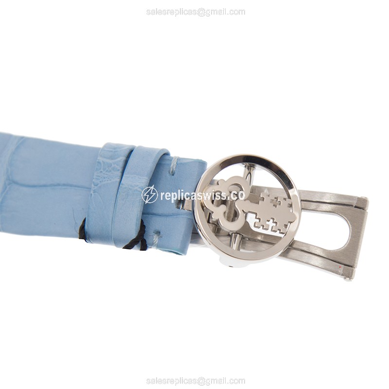 Corum Golden Bridge Replica - Manual Wind - 18kt White Gold - Diamond Dial - Blue Alligator Strap - View 4