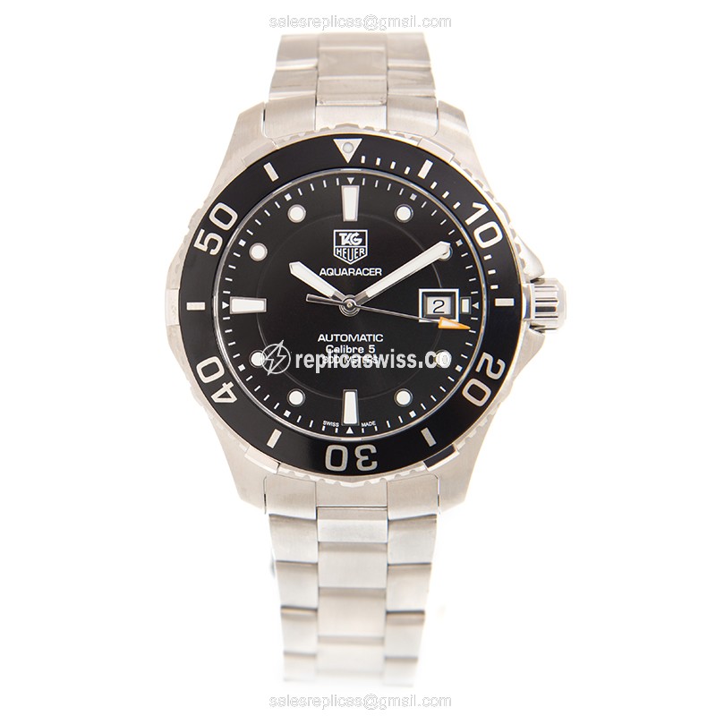 Tag Heuer AQUARACER Replica - Automatic - Steel Case - Black Dial - Silver Steel Band - View 2