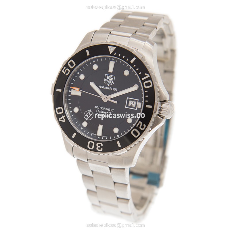 Tag Heuer AQUARACER Replica - Automatic - Steel Case - Black Dial - Silver Steel Band - View 3