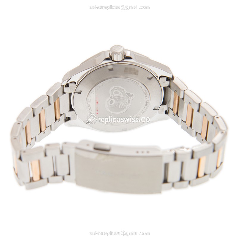 Tag Heuer Replica AQUARACER - Automatic - 18kt Rose Gold & Steel - White Dial - Gold Strap - View 4
