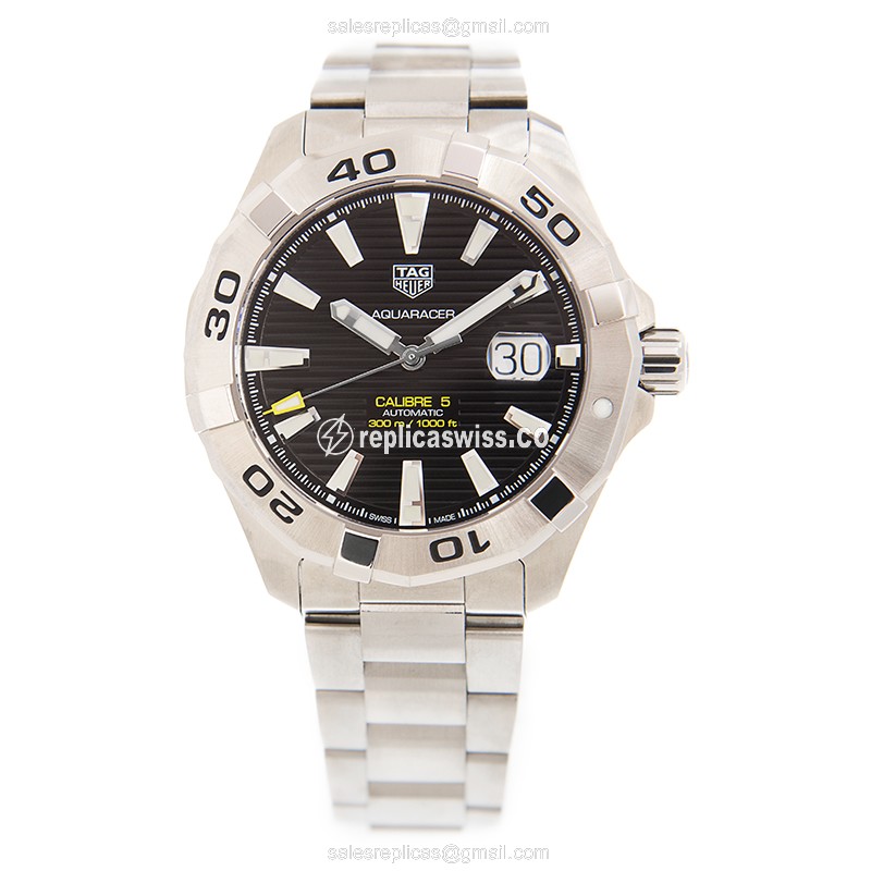 Tag Heuer AQUARACER Replica - Automatic - Black Dial - Steel Case - Silver Strap - View 2