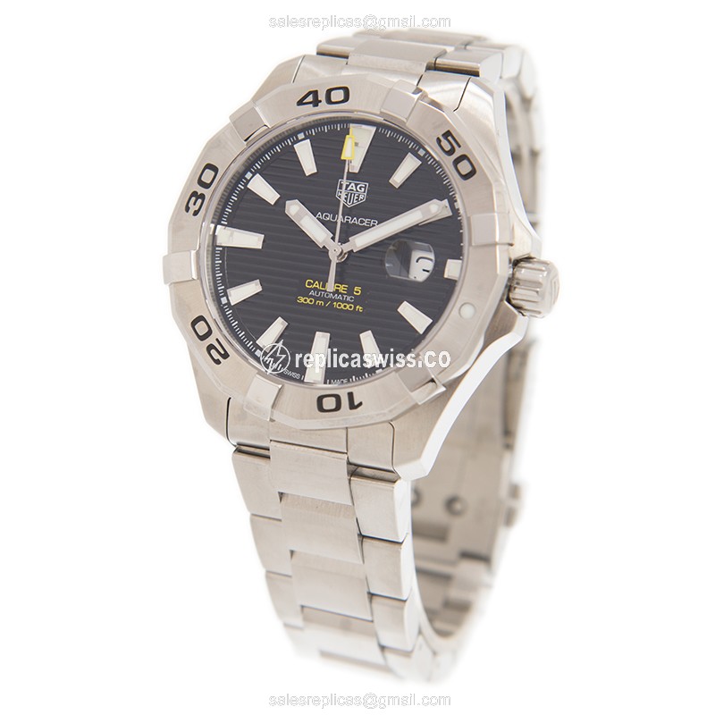 Tag Heuer AQUARACER Replica - Automatic - Black Dial - Steel Case - Silver Strap - View 3
