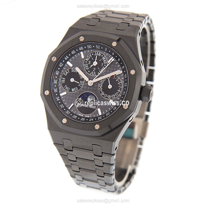 Audemars Piguet ROYAL OAK Replica - Auto Ceramic Case - Black Dial - Ceramic Strap - View 3