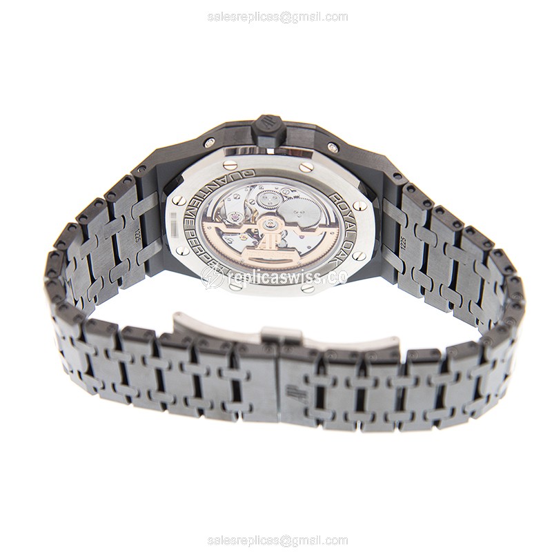 Audemars Piguet ROYAL OAK Replica - Auto Ceramic Case - Black Dial - Ceramic Strap - View 4