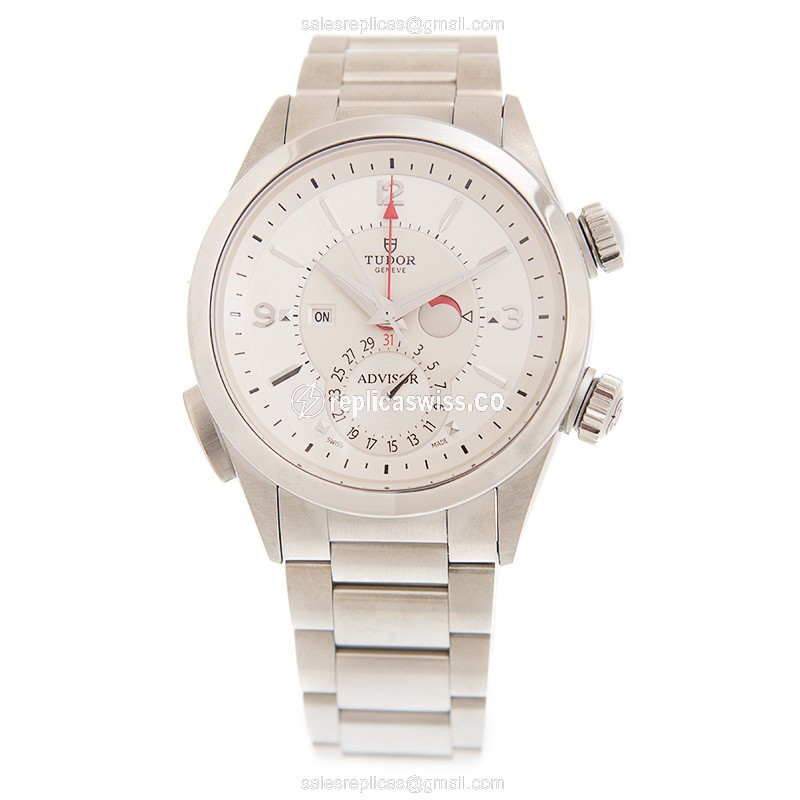 Tudor Heritage Advisor Replica - Automatic - Stainless Steel - White Dial - Silver Clasp - View 2