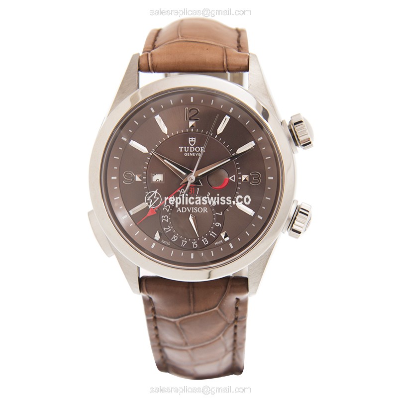 Tudor 79620TC Replica - Automatic - Brown Dial - Leather Brown Strap - Stainless Steel Case - View 2
