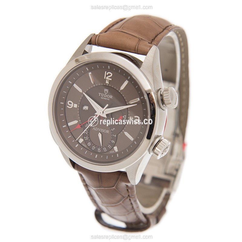 Tudor 79620TC Replica - Automatic - Brown Dial - Leather Brown Strap - Stainless Steel Case - View 3