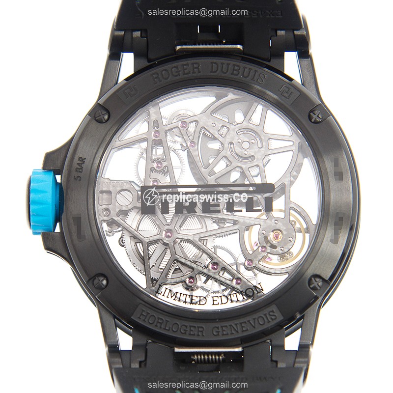 Roger Dubuis RDDBEX0696 EXCALIBUR - Automatic Titanium - Skull Dial - Black Rubber Strap - View 3