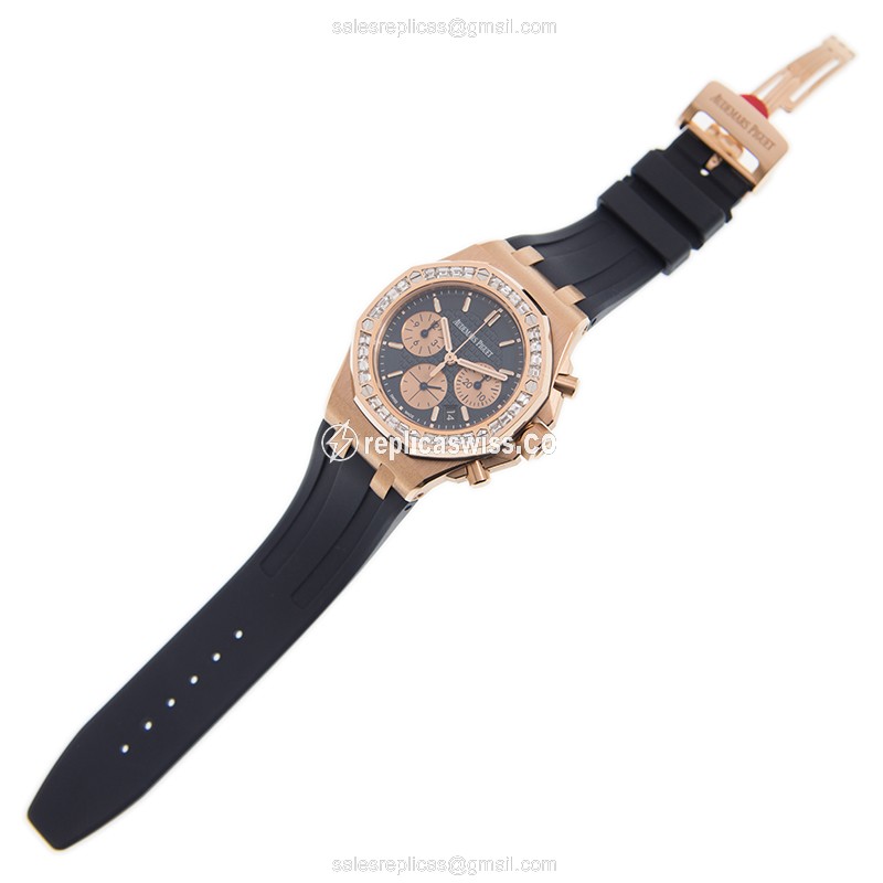 Audemars Piguet Royal Oak Replica - Automatic - 18kt Rose Gold - Blue Dial - Diamond Bezel - View 2