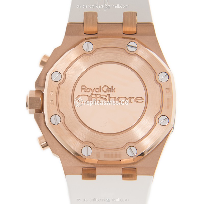Automatic - 18kt Rose Gold - White Dial - Rubber Strap - AP ROYAL OAK Replica - View 3