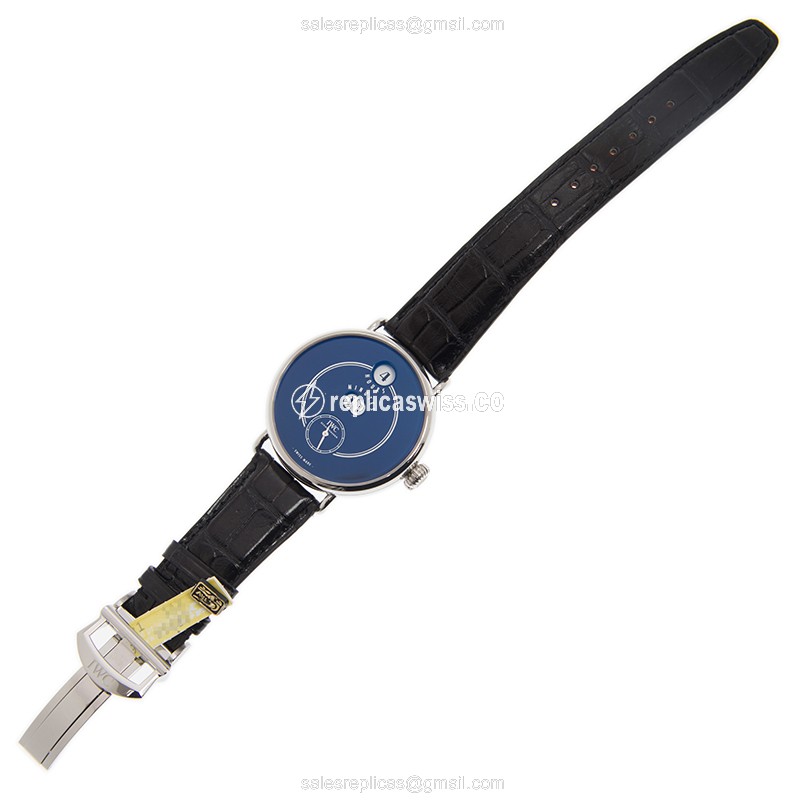 IWC IW505003 ANNIVERSARY - Manual Wind - Steel Case - Blue Dial - Black Alligator Strap - View 2