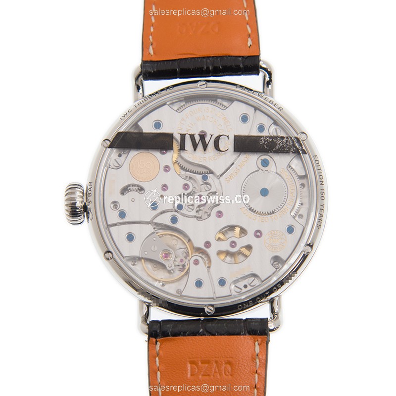 IWC IW505003 ANNIVERSARY - Manual Wind - Steel Case - Blue Dial - Black Alligator Strap - View 3