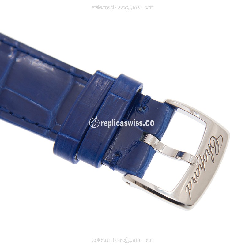 Chopard Happy Sport Replica - Automatic - Blue Dial - Steel Case - Blue Alligator Strap - View 4