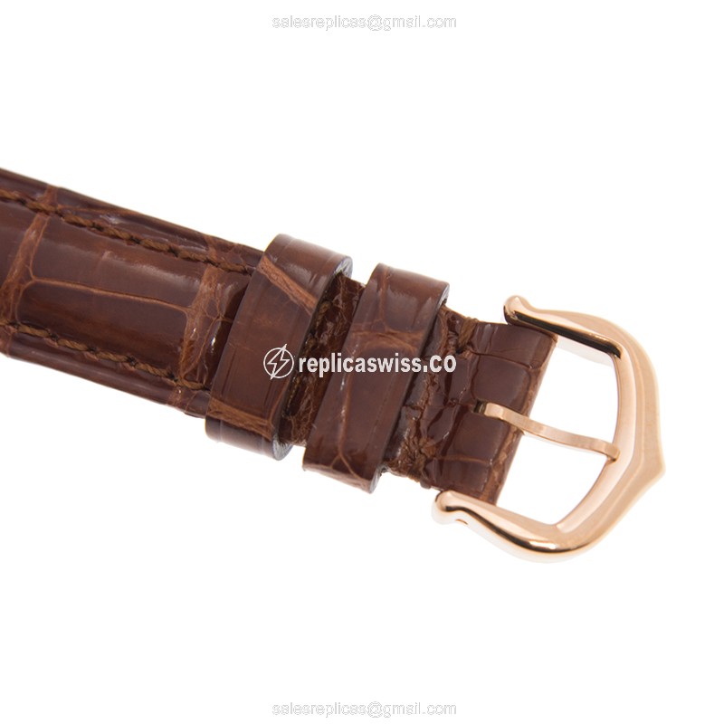 Cartier TANK W2607456 - Quartz 18kt Rose Gold - Silver Dial - Brown Alligator Buckle - View 4
