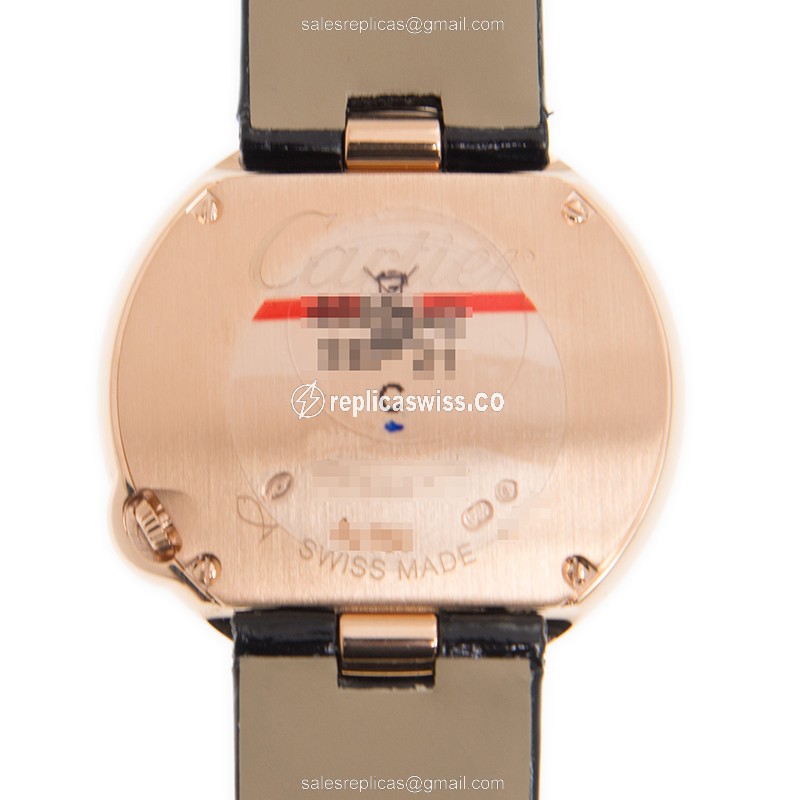 Cartier Ballon Bleu Replica - Automatic - 18kt Rose Gold - Diamond - Silver Dial - Leather Strap - Buckle Clasp - View 3