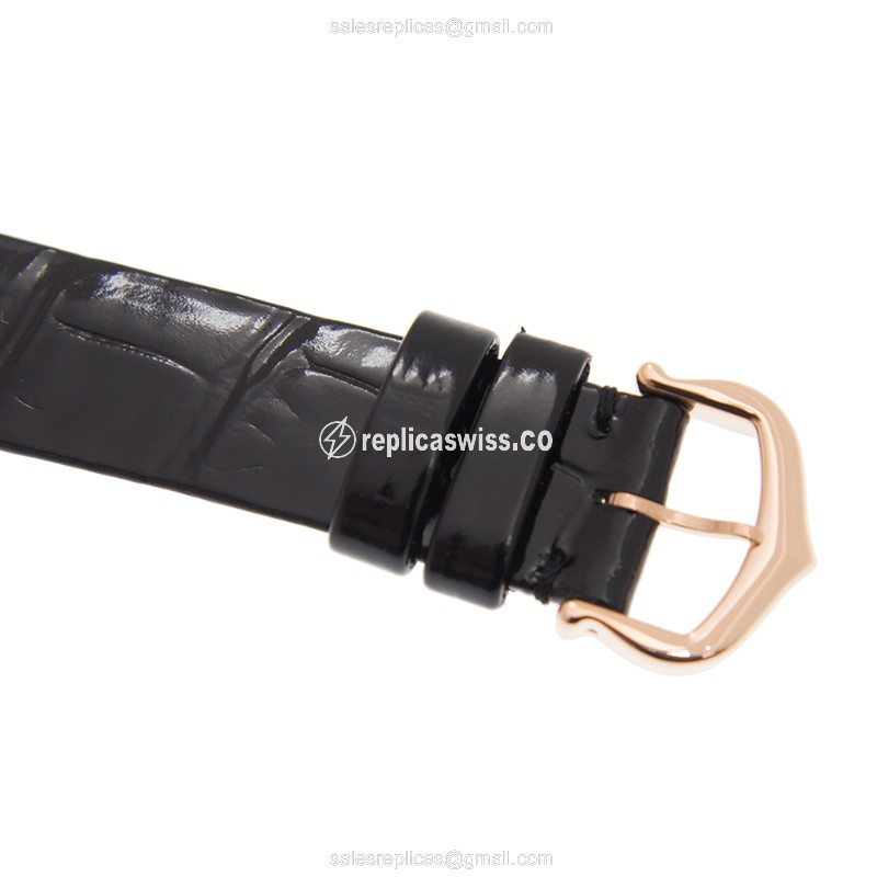 Cartier Ballon Bleu Replica - Automatic - 18kt Rose Gold - Diamond - Silver Dial - Leather Strap - Buckle Clasp - View 4
