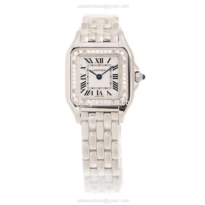 Cartier W4PN0007 Replica - Quartz - White Dial - Silver Steel Strap - View 2