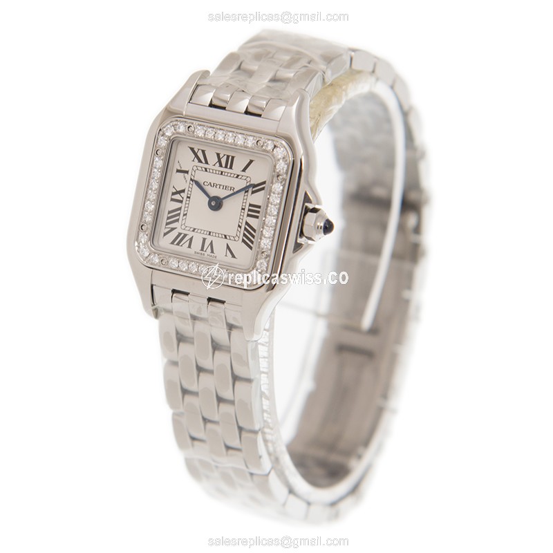 Cartier W4PN0007 Replica - Quartz - White Dial - Silver Steel Strap - View 3