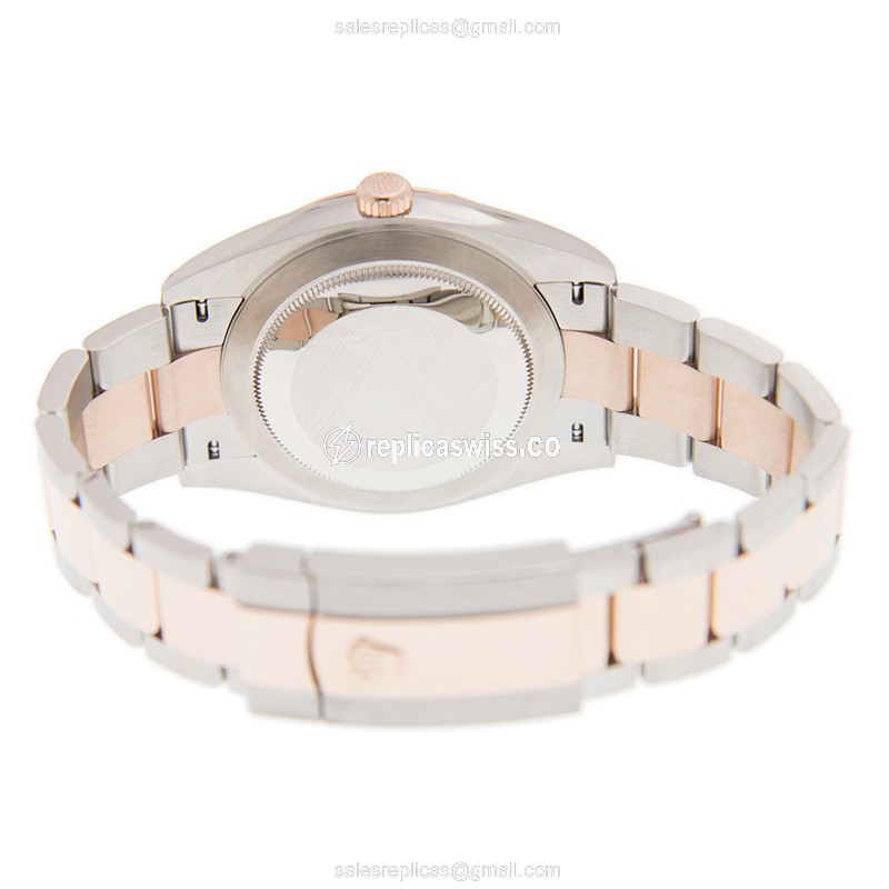 Rolex Datejust Replica - Automatic - 18kt Rose Gold Case - White Dial on Gold Strap - View 4