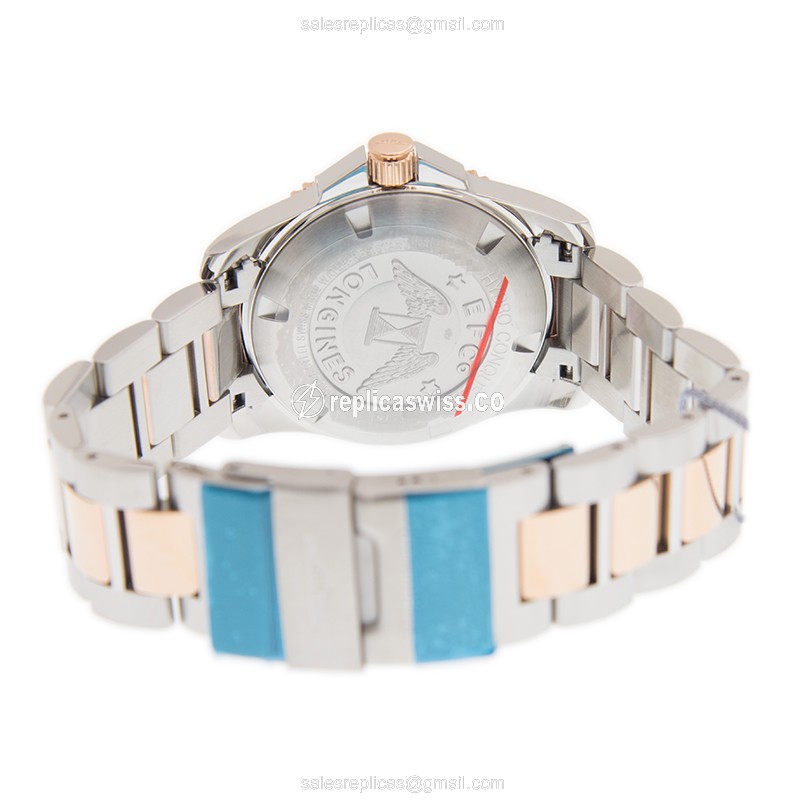 Longines CONQUEST Replica - Quartz - Gold-Plated Case - Blue Dial - Silver Steel Strap - View 4