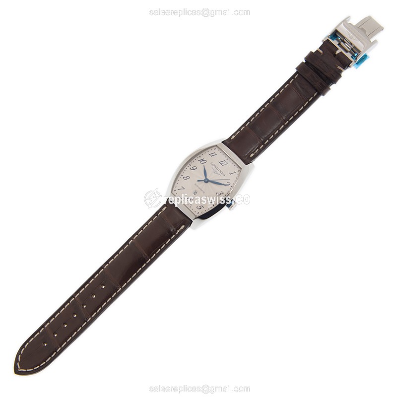 Longines EVIDENZA Replica - Automatic - Steel Case - Belge Dial - Brown Leather Strap - View 2