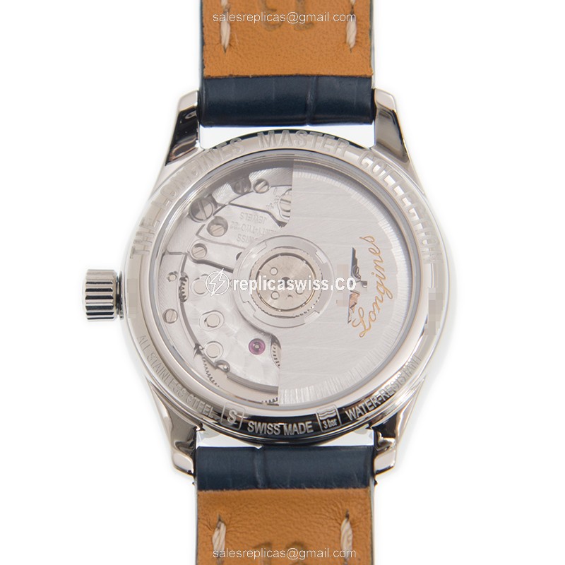 Longines L2.128.4.92.0 Replica - Automatic - Steel Case - Blue Dial - Leather Blue Strap - View 3
